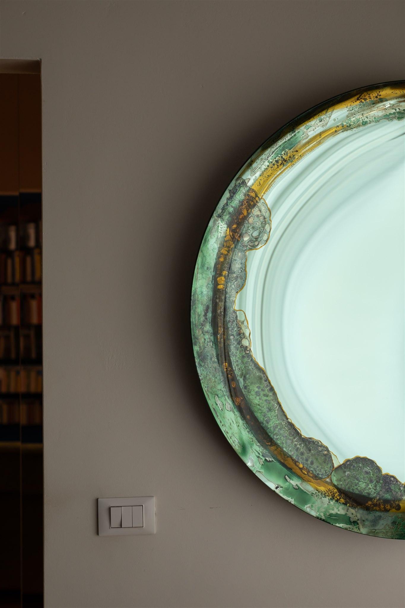 Miroir mural Halo vert par OOM Contemporary Glass en vente 12