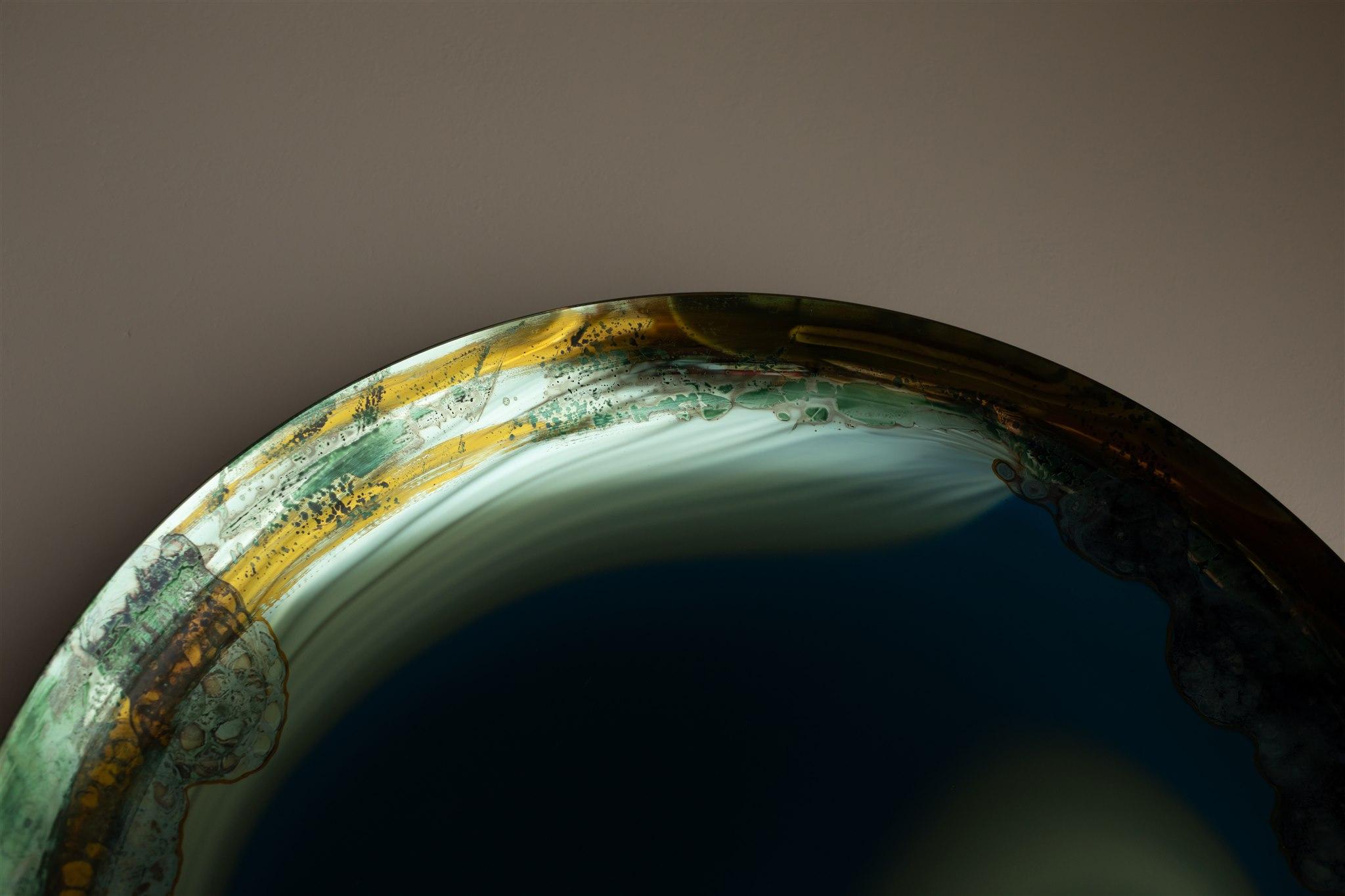 Miroir mural Halo vert par OOM Contemporary Glass en vente 1
