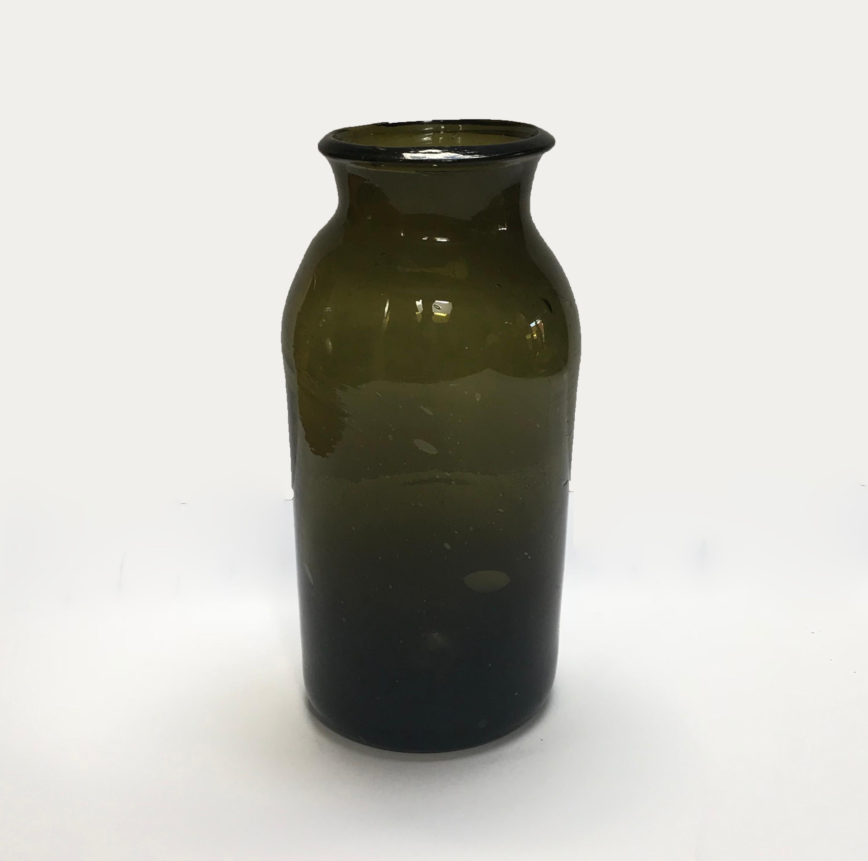 Green Hand Blown Glass Bottle from Mid-19th Century France 1