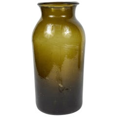 Green Hand Blown Glass Bottle from Mid-19th Century, France