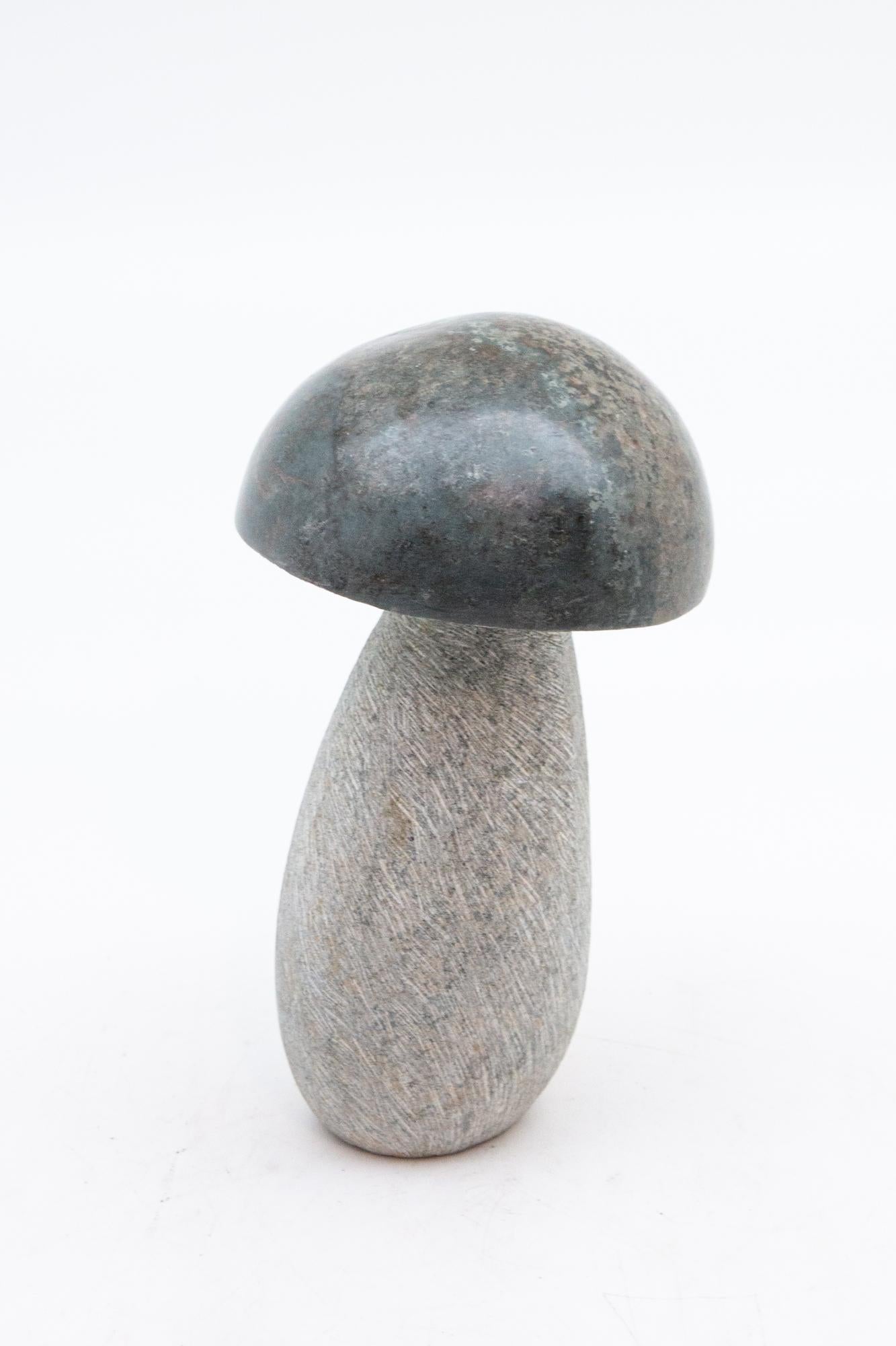 Contemporary Green Hand Carved Stone Mushroom
