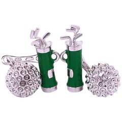 Berca - Boutons de manchette de golf en argent sterling massif émaillé à la main