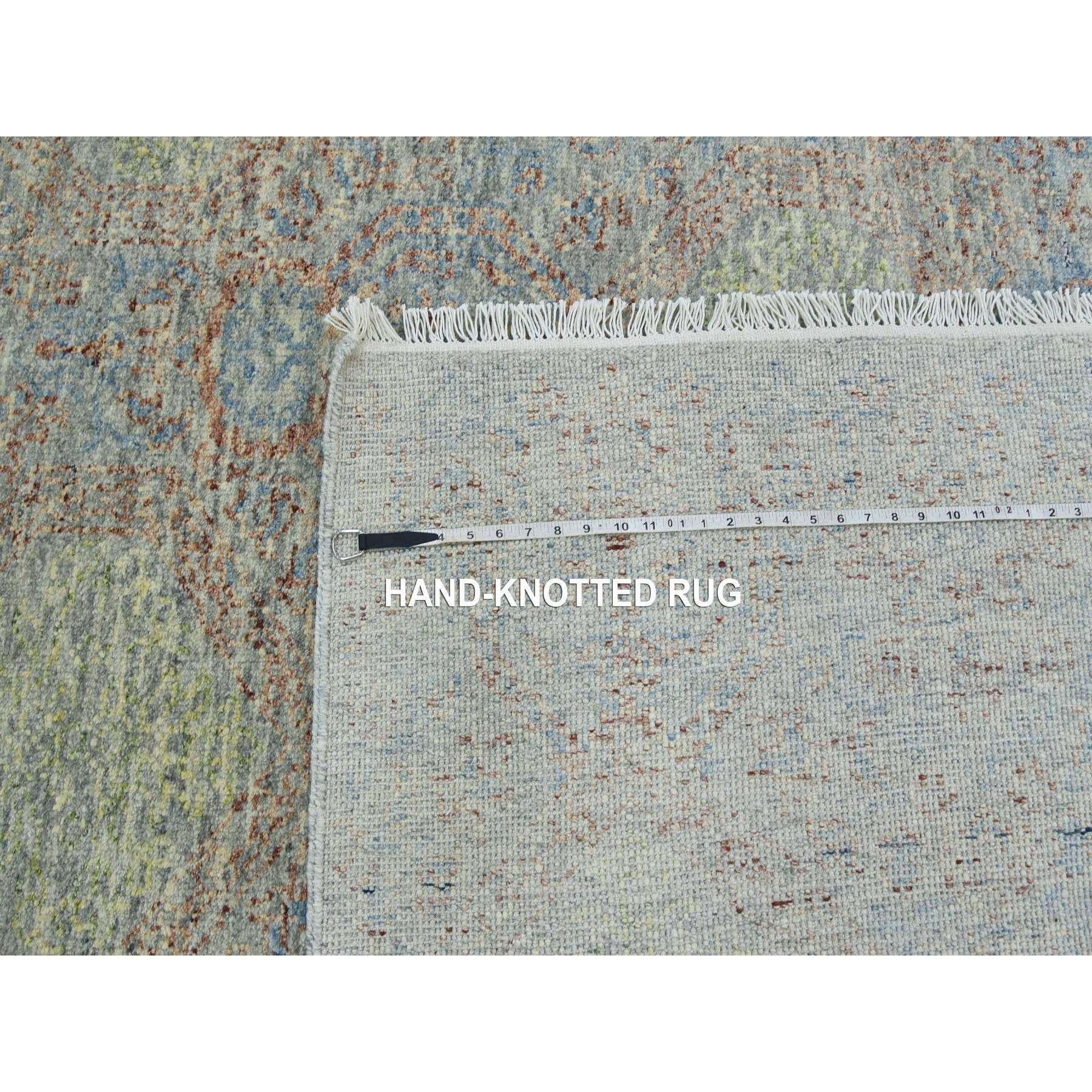 Green Hand Knotted Tone on Tone Obscured and Subtle Collection Wool Oriental Rug For Sale 5