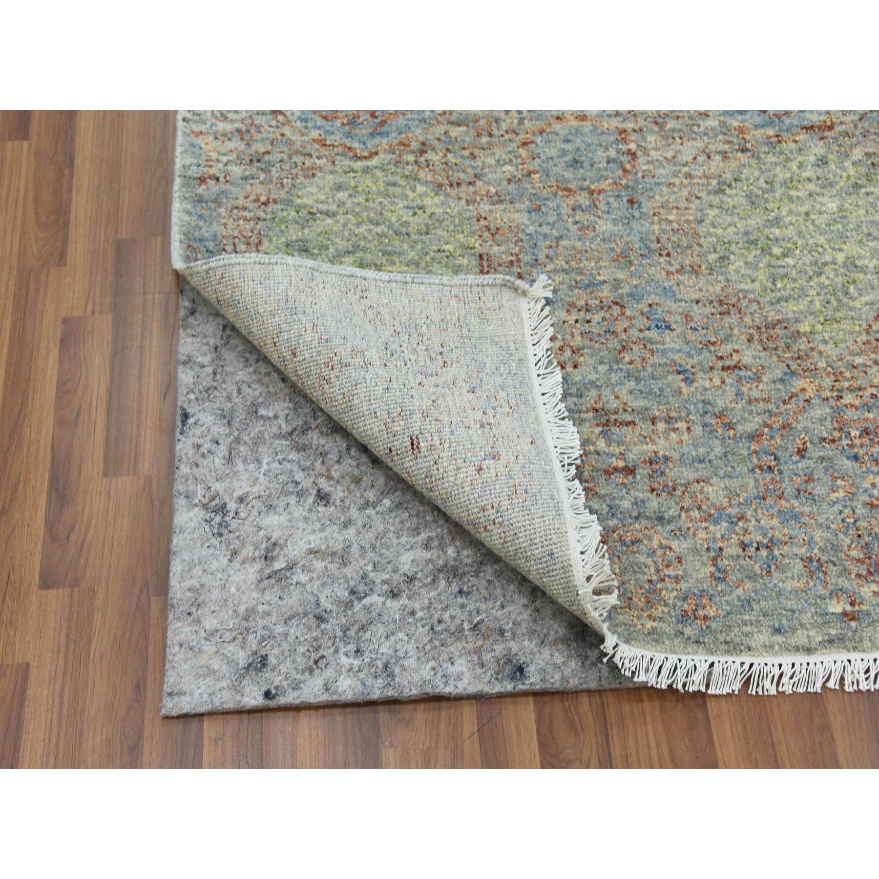 Hand-Knotted Green Hand Knotted Tone on Tone Obscured and Subtle Collection Wool Oriental Rug For Sale