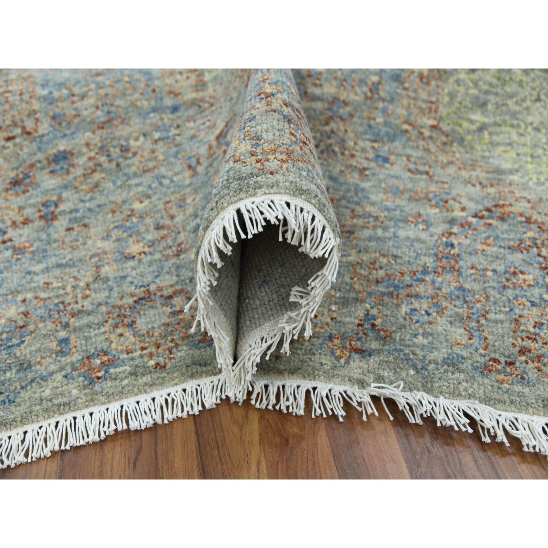 Green Hand Knotted Tone on Tone Obscured and Subtle Collection Wool Oriental Rug In New Condition For Sale In Carlstadt, NJ