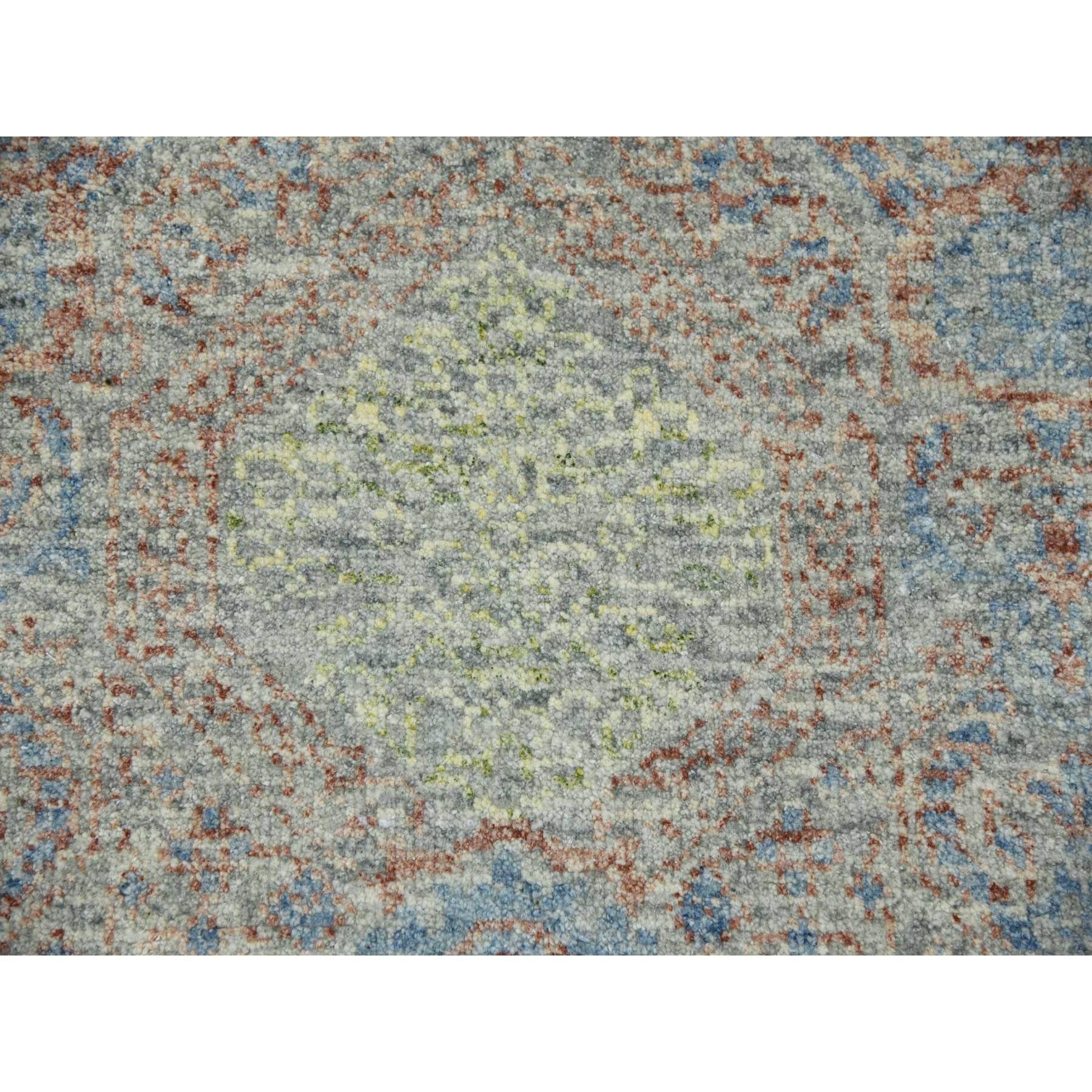 Green Hand Knotted Tone on Tone Obscured and Subtle Collection Wool Oriental Rug For Sale 2