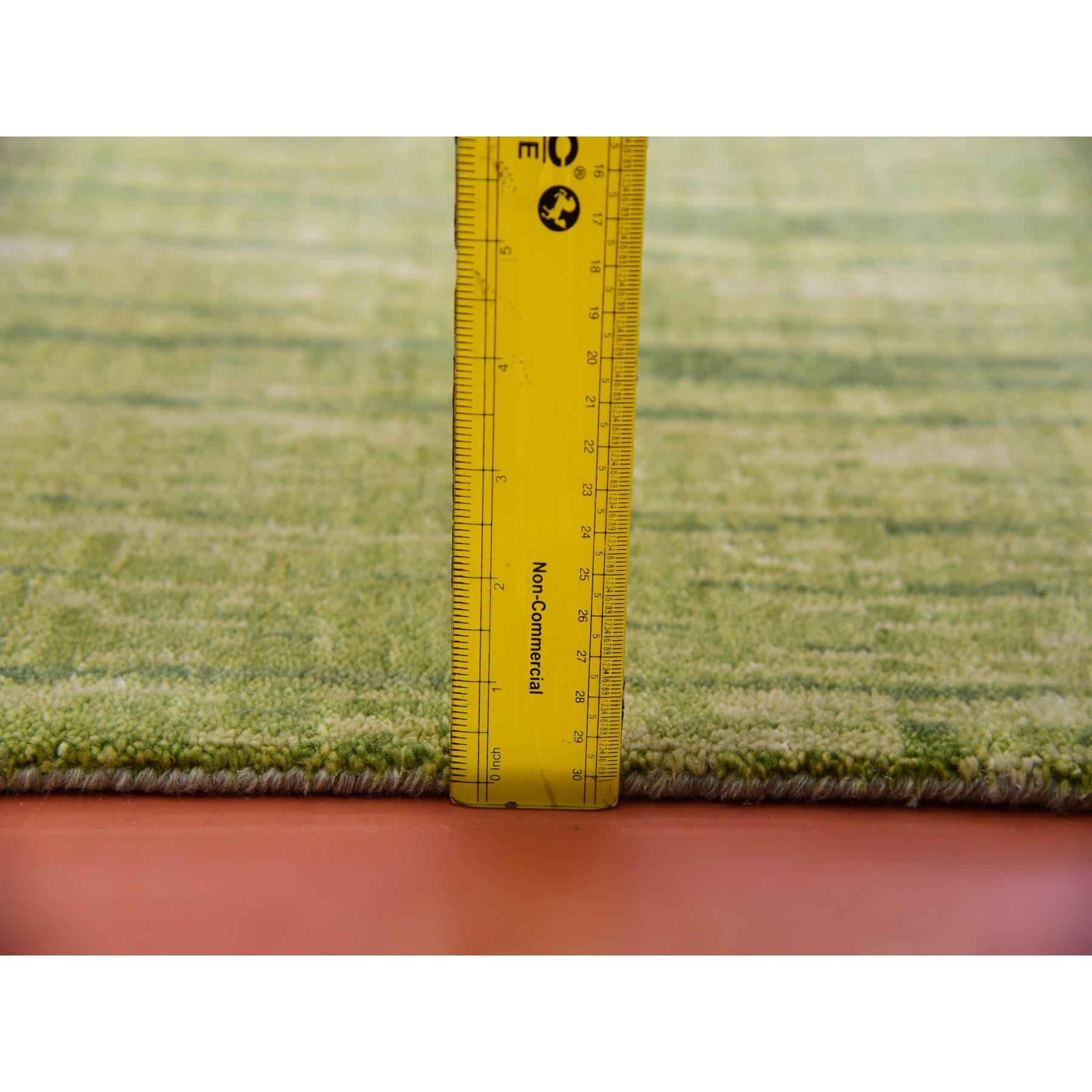 Tapis oriental en laine douce, noué à la main, vert et dégradé vertical 10'0