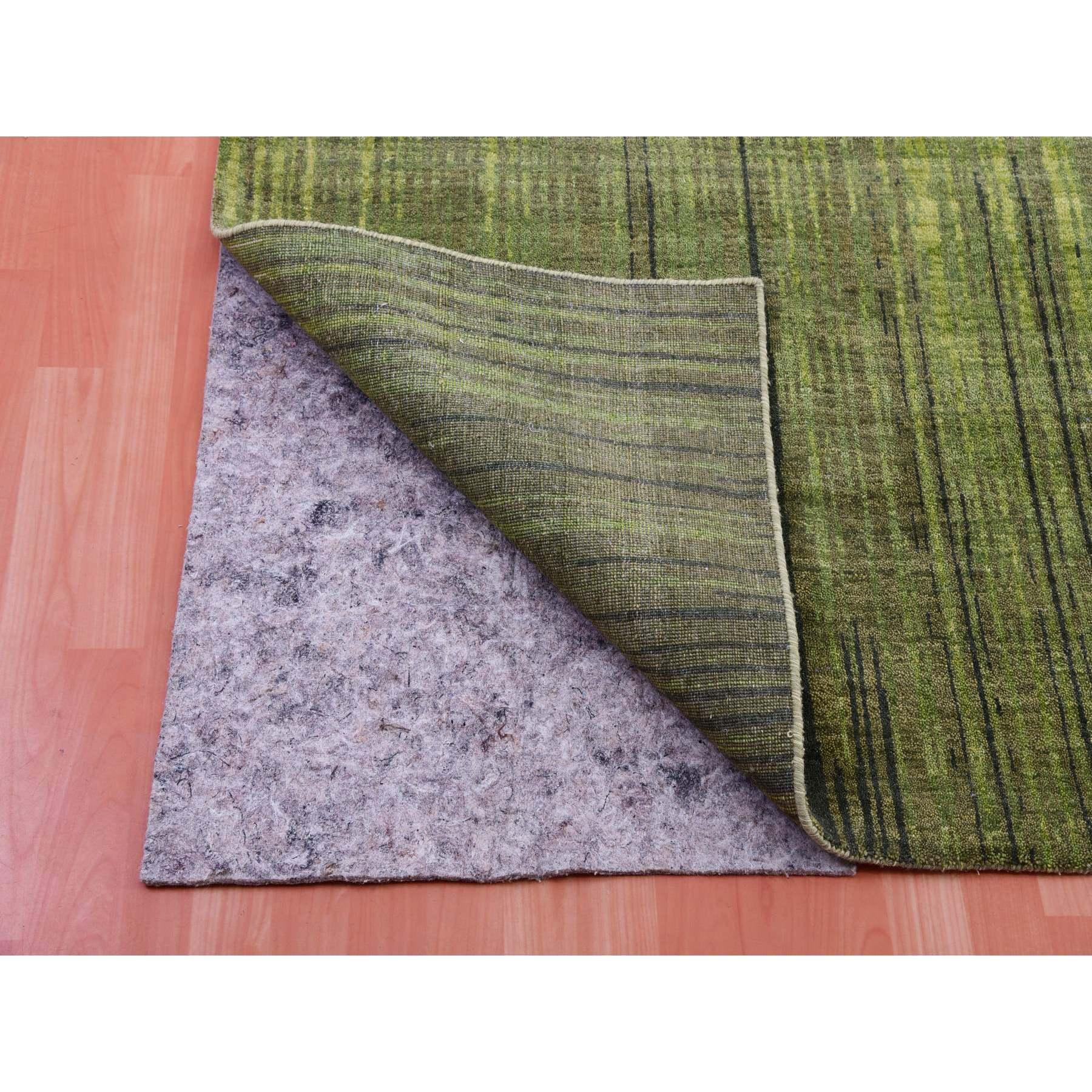 Noué à la main Tapis oriental en laine douce, noué à la main, vert et dégradé vertical 10'0