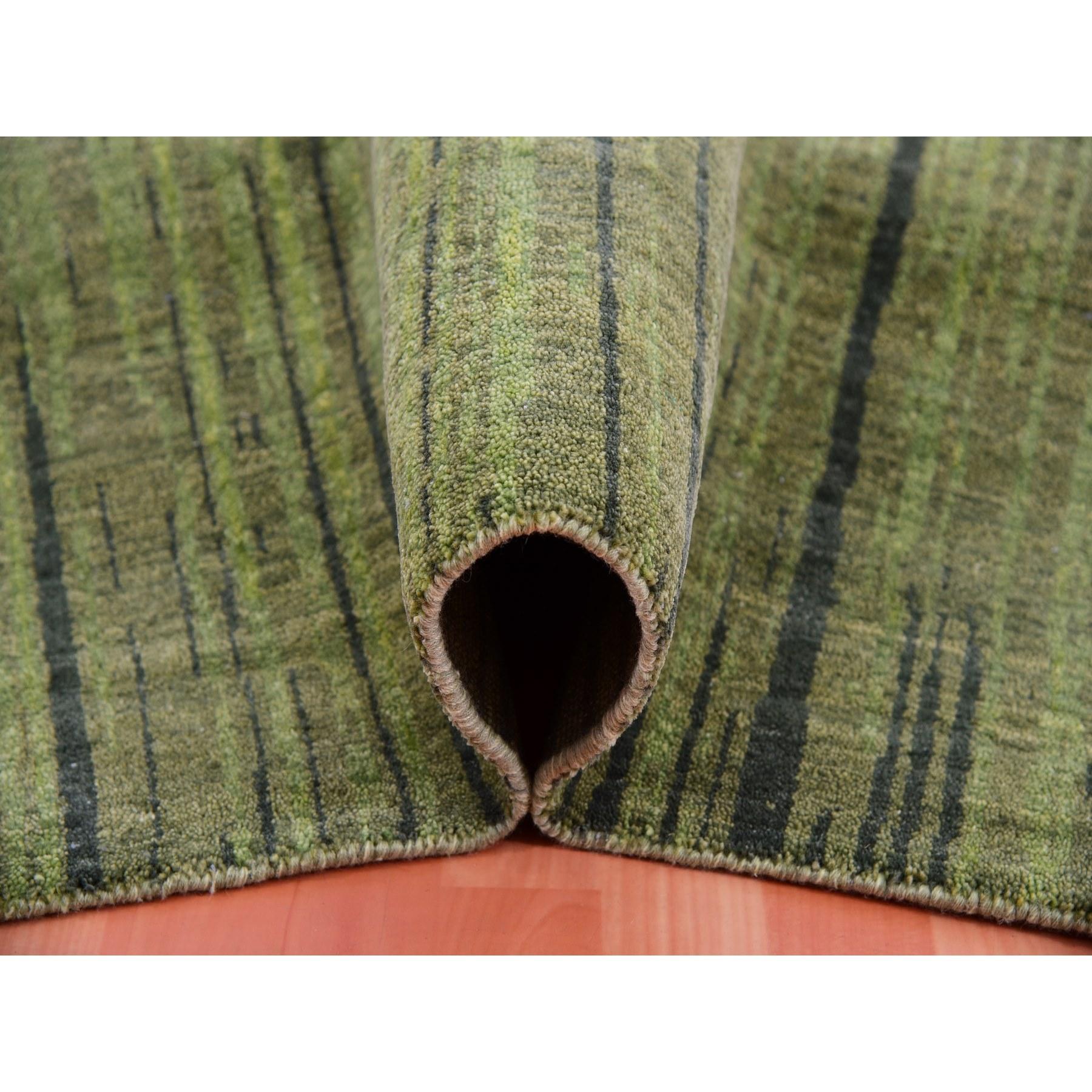 Tapis oriental en laine douce, noué à la main, vert et dégradé vertical 10'0
