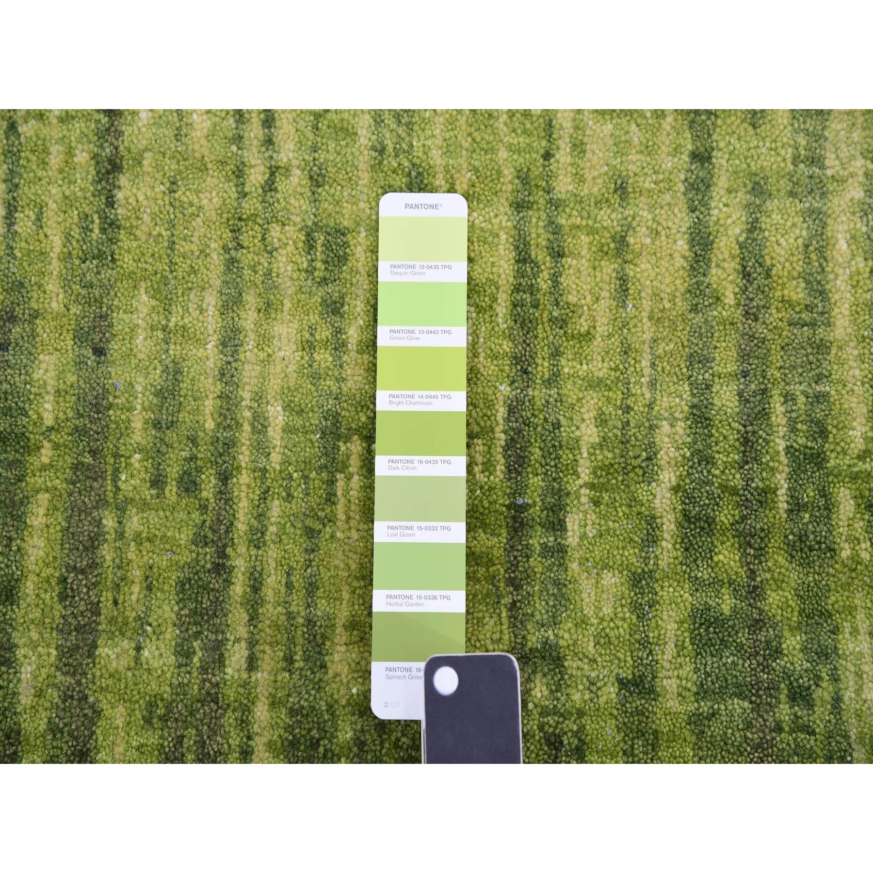 Laine Tapis oriental en laine douce, noué à la main, vert et dégradé vertical 10'0