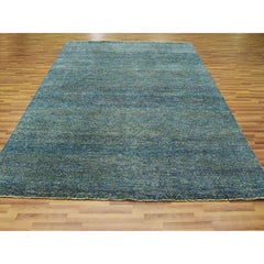 Green Hand Knotted Wool Kohinoor Herat Diamond Repetitive Design Oriental Rug