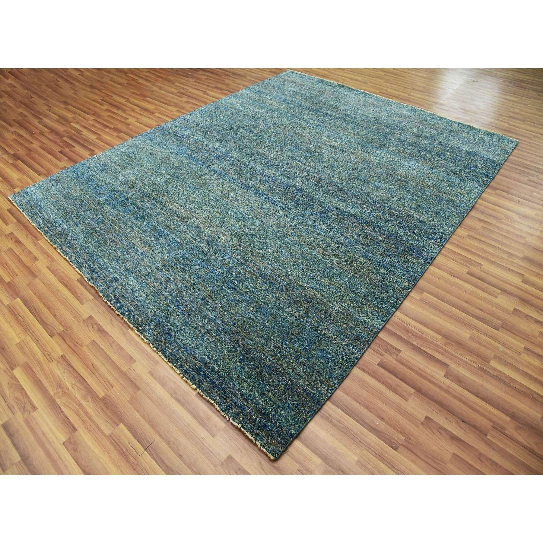 Modern Green Hand Knotted Wool Kohinoor Herat Diamond Repetitive Design Oriental Rug For Sale