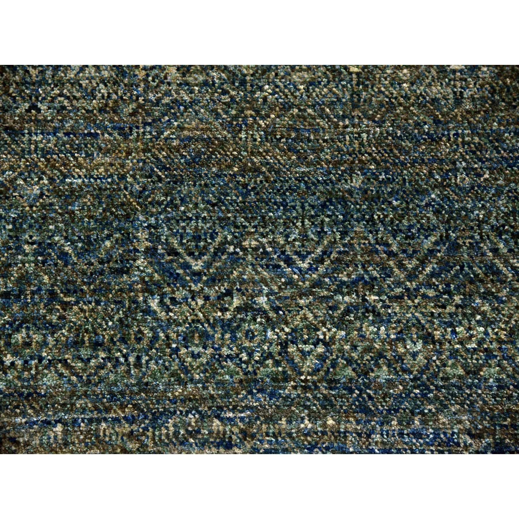 Green Hand Knotted Wool Kohinoor Herat Diamond Repetitive Design Oriental Rug For Sale 1