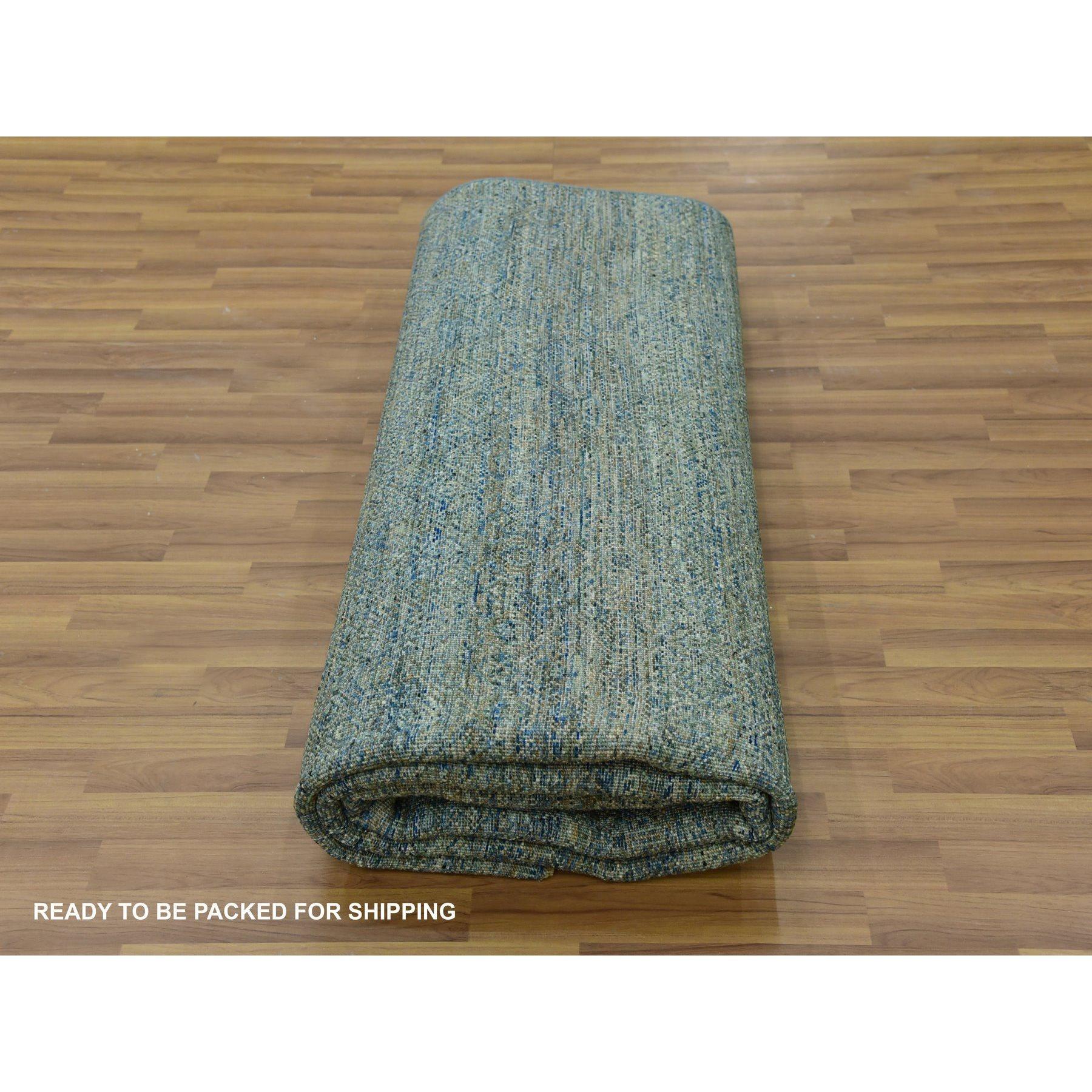 Green Hand Knotted Wool Kohinoor Herat Diamond Repetitive Design Oriental Rug For Sale 2