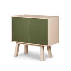 Green handcrafted 2-door wooden cabinet by E. Gizard, Paris