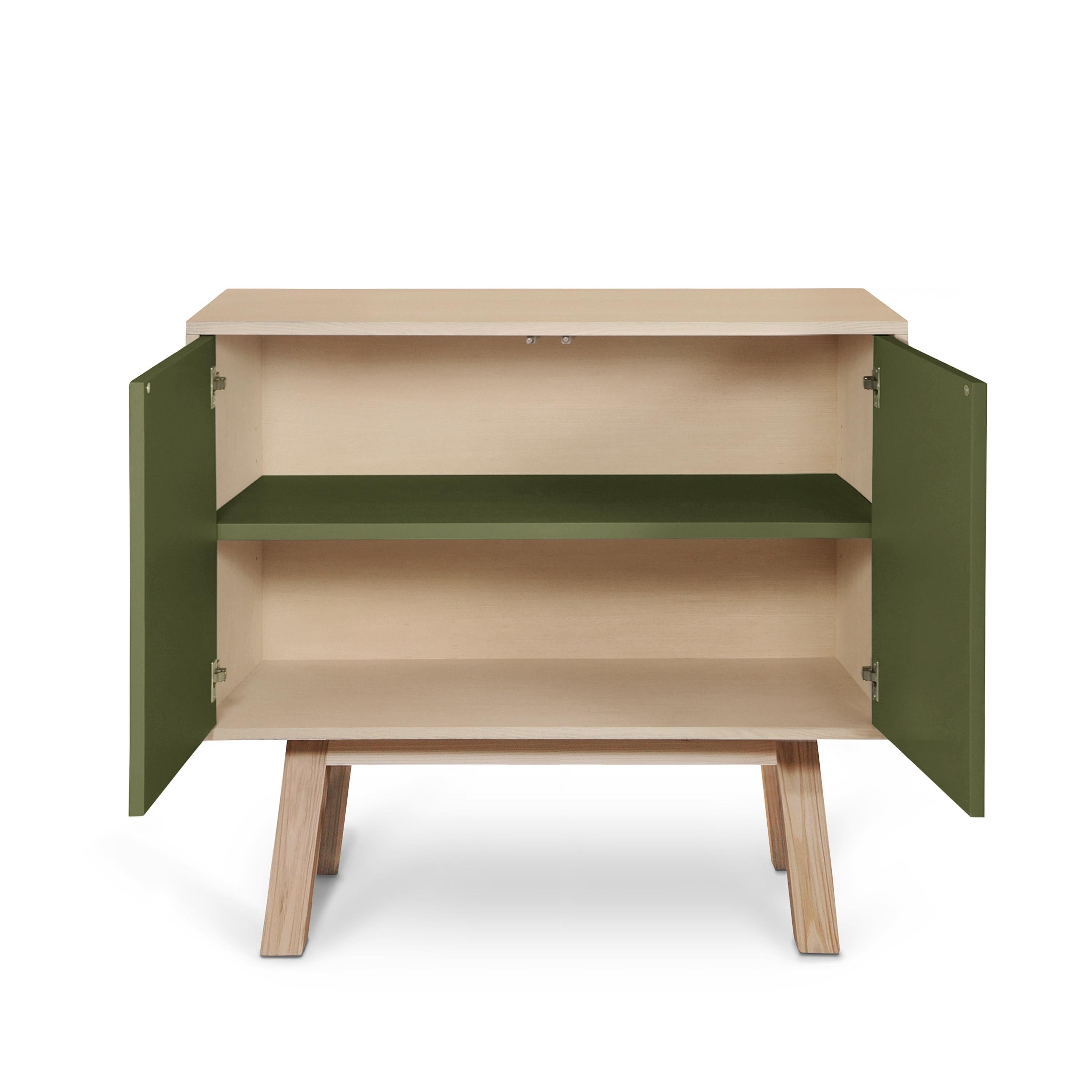 Armario de madera verde de 2 puertas hecho a mano por E. Gizard, París Lacado en venta