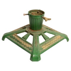 Vintage Green Handcrafted Cast Iron Art Deco Stand for Christmas Tree, Europe, 1960s