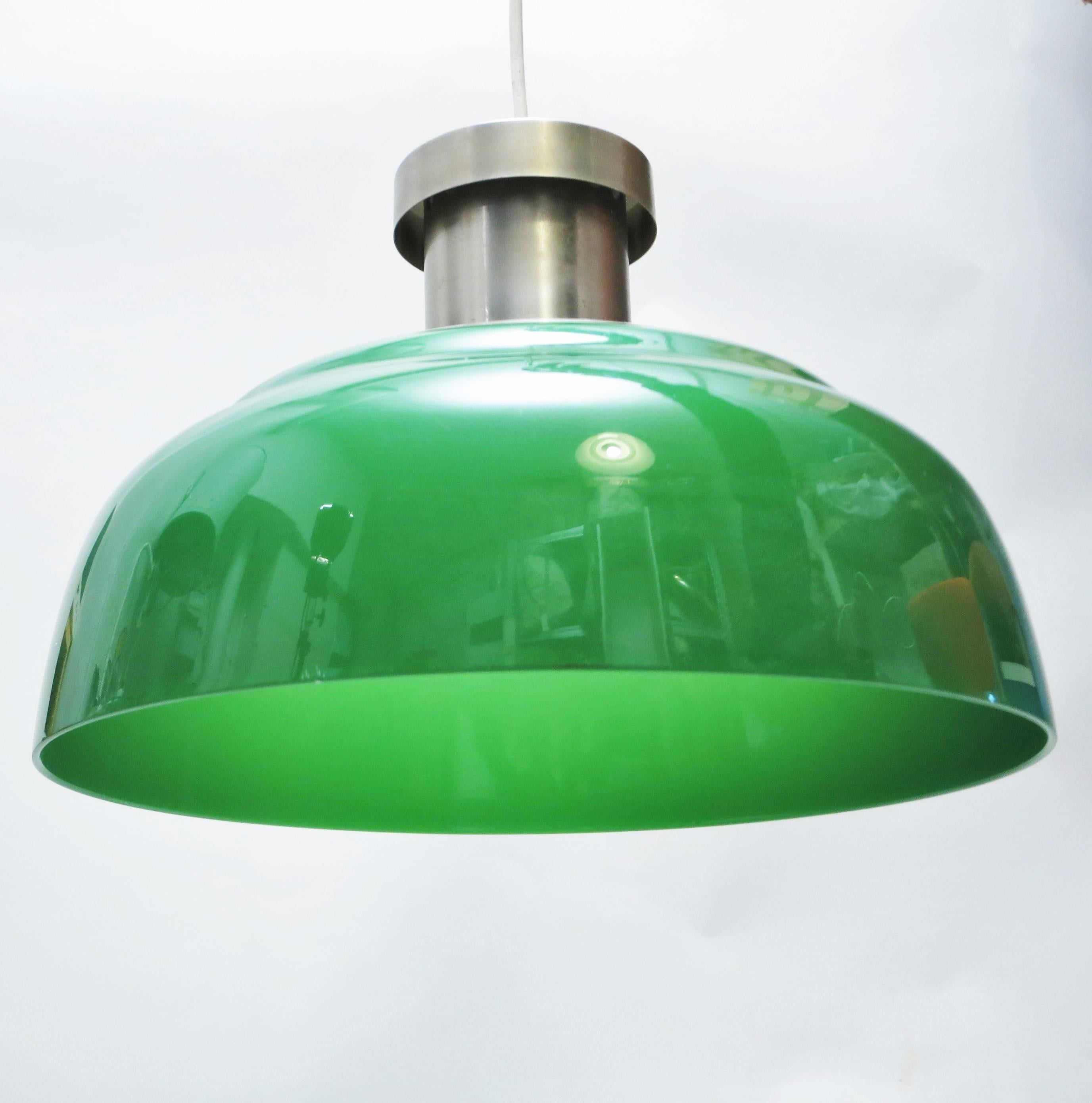 Metal Green Hanging Lamp KD7 by Achille and Pier Giacomo Castiglioni for Kartell, 1959
