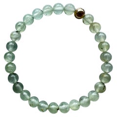 Green Heart Chakra Prehnite Beaded Bracelet Semi Precious Natural Gold Filled