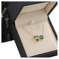 Green Hearts Necklace - 18K Solid Yellow Gold