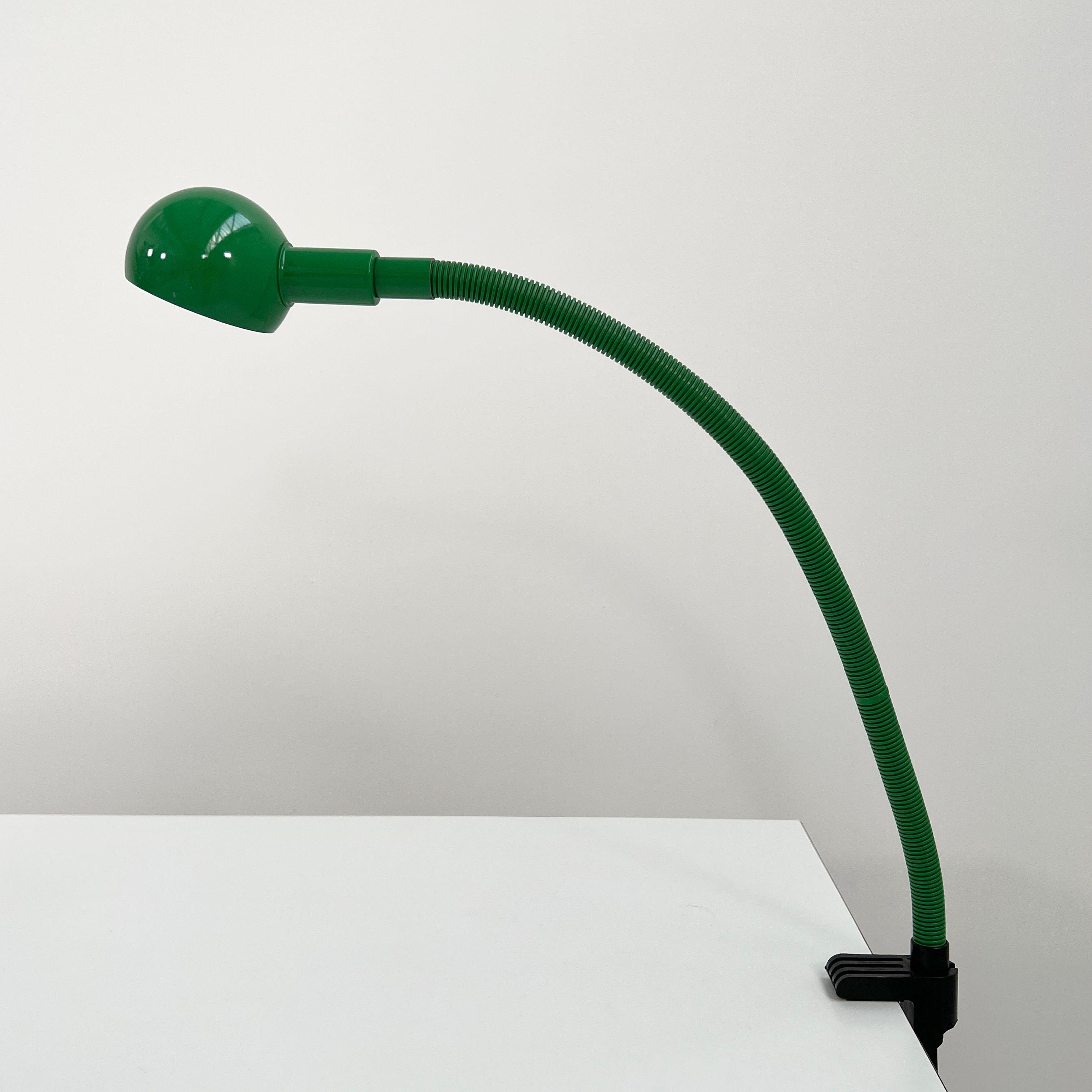 Green Hebi desk Lamp by Isao Hosoe for Valenti, 1970s
Designer - Isao Hosoe 
Producer - Valenti
Model - Hebi Desk Lamp
Design Period - Seventies
Measurements - width 27 cm x depth 27 cm x height 40 cm
Materials - Metal, Plastic
Color -