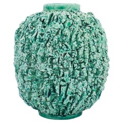 Grüne Hedgehog-Vase, Keramik, Gunnar Nylund Rrstrand, 1950er Jahre Mid Century Vintage