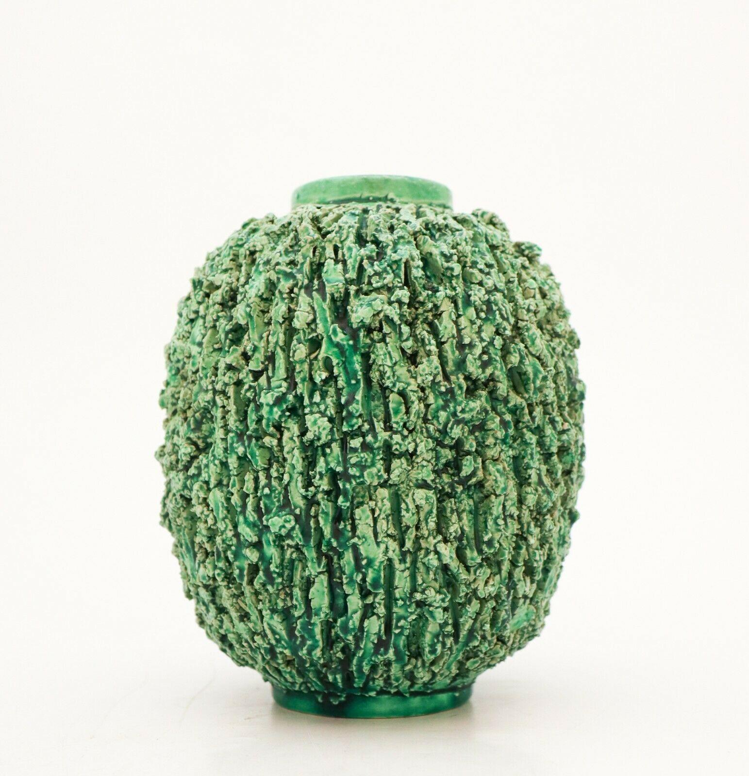 Swedish Green Hedgehog Vase, Ceramic, Gunnar Nylund Rörstrand