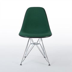 Green Herman Miller Vintage Eames Upholstered DSR Side Shell Chair