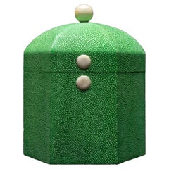 Green Hexagonal Shagreen Box W/ Bone Top