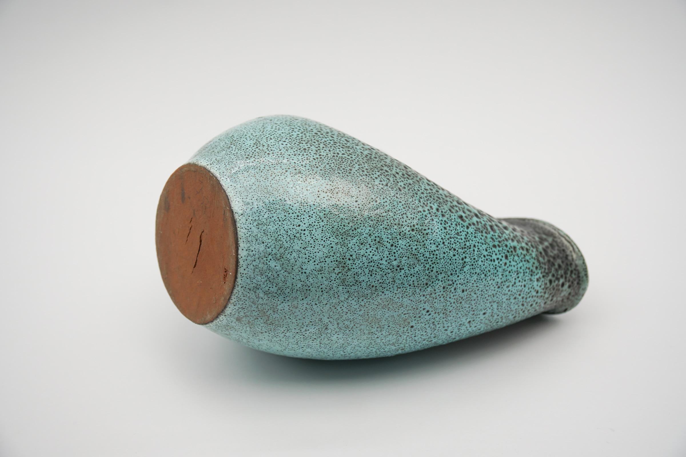 Mid-20th Century Green Hole Lava Studio Ceramic Vase by Wilhelm & Elly Kuch, 1960s, Germany For Sale