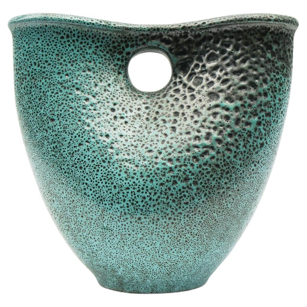 Vase en céramique Lava Studio vert Hole par Wilhelm & Elly Kuch, années 1960, Allemagne en vente
