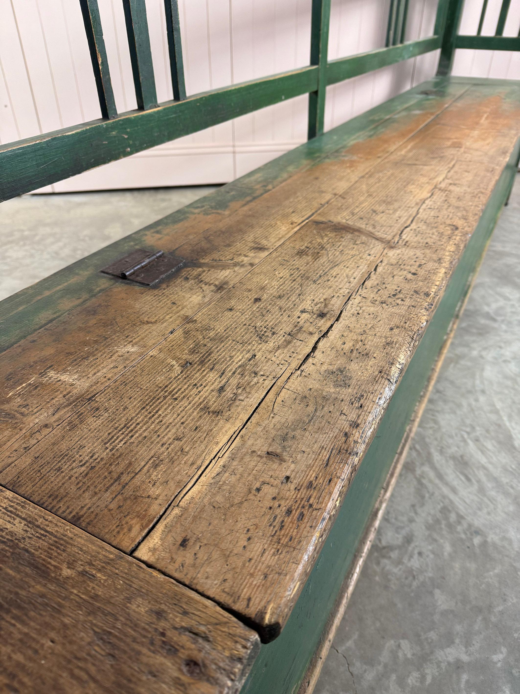 Green Hungarian Box Bench In Good Condition In Cirencester, GB