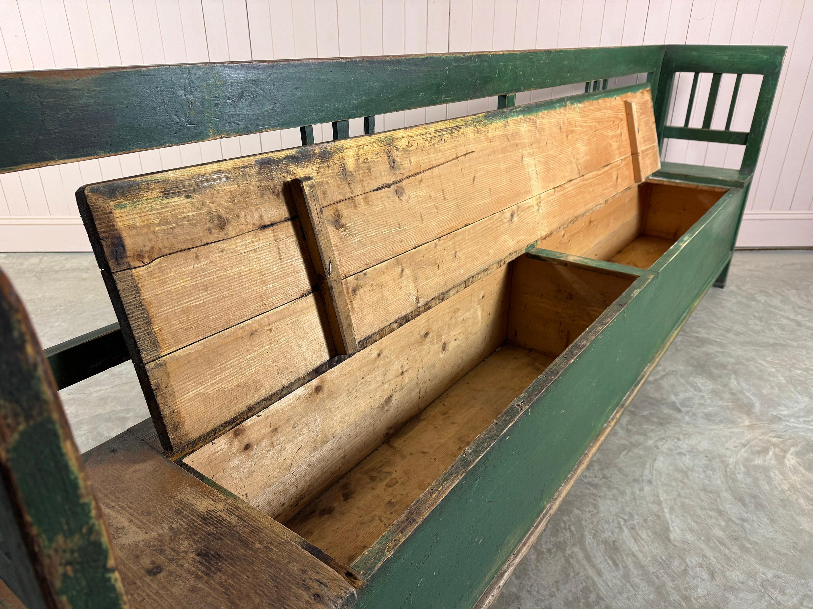 20th Century Green Hungarian Box Bench