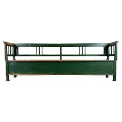 Antique Green Hungarian Box Bench