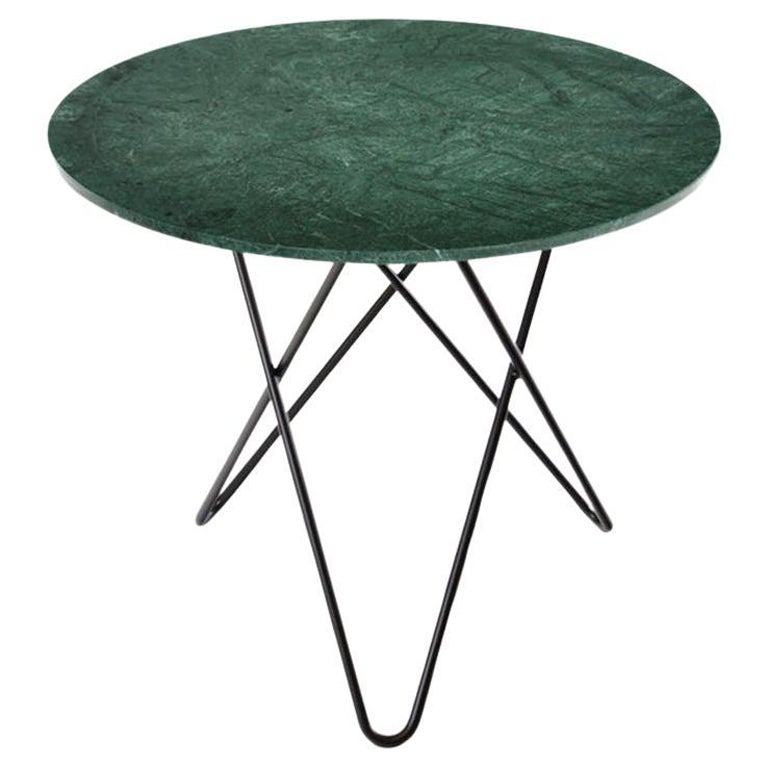Mesa de comedor O de mármol verde Indio y acero negro by OxDenmarq en venta
