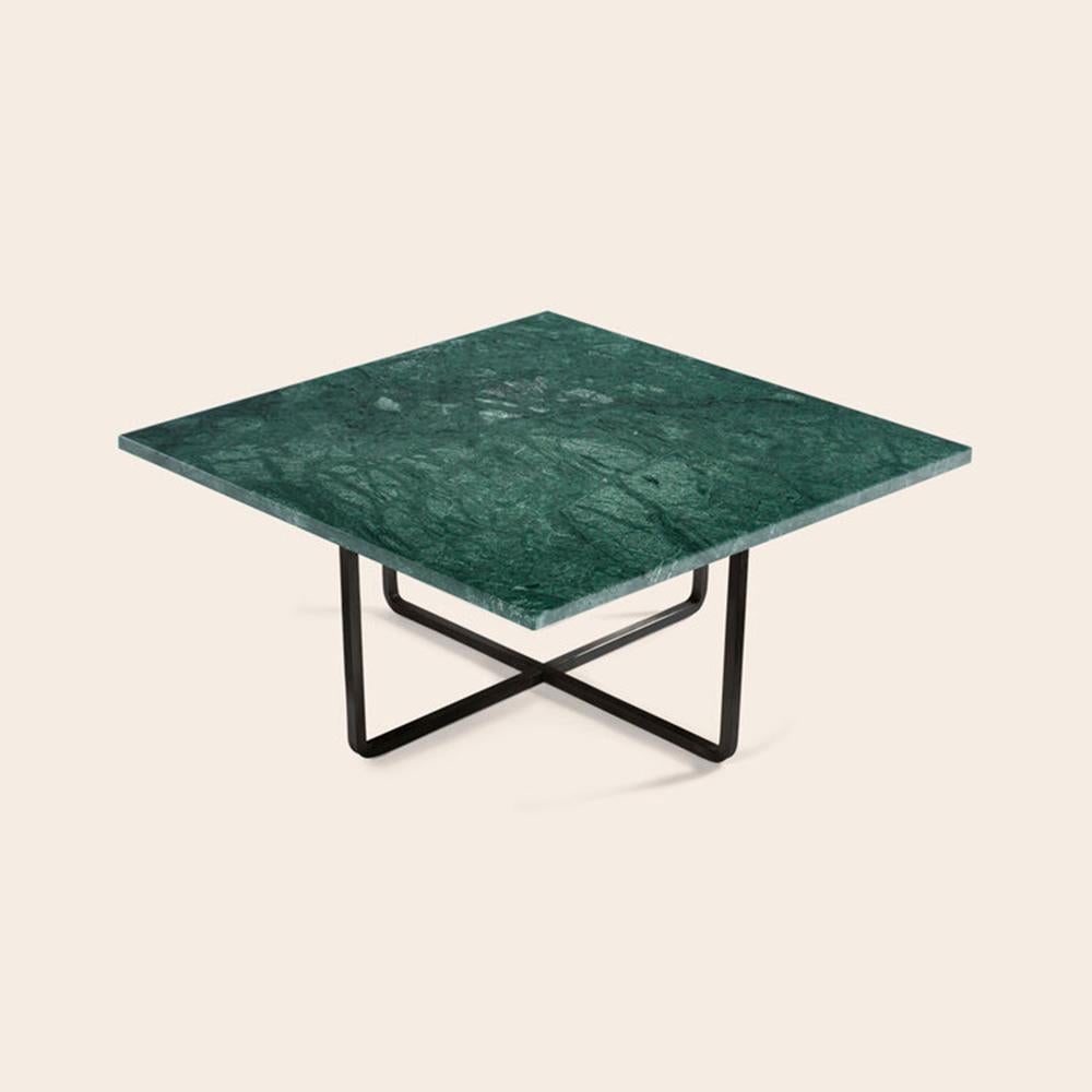 Green Indio Marble and Black Steel Medium Ninety Table by OxDenmarq
Dimensions: D 80 x W 80 x H 37 cm
Materials: Steel, Green Indio Marble
Also Available: Different size and top options available,

OX DENMARQ is a Danish design brand aspiring
