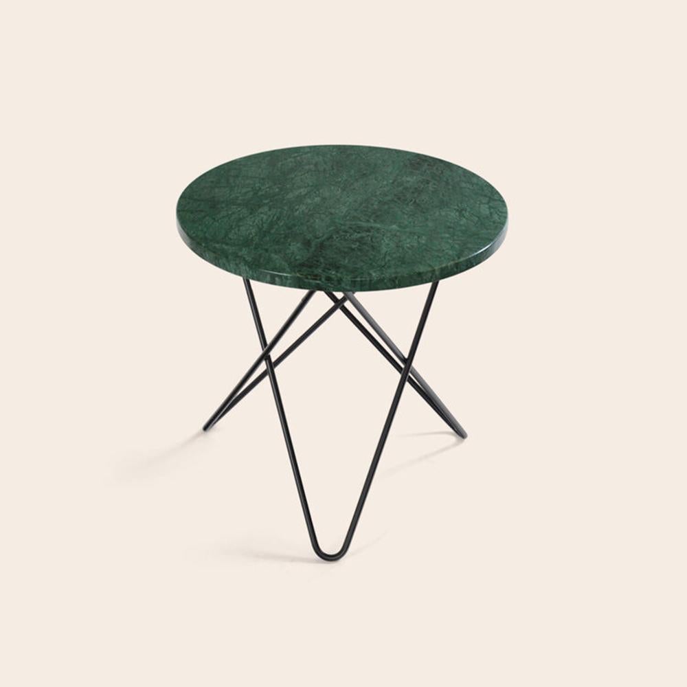 Green Indio Marble and Black Steel Mini O table by Ox Denmarq
Dimensions: D 40 x H 37 cm
Materials: Steel, Green Indio Marble
Also Available: Different top and frame options available.

OX DENMARQ is a Danish design brand aspiring to make