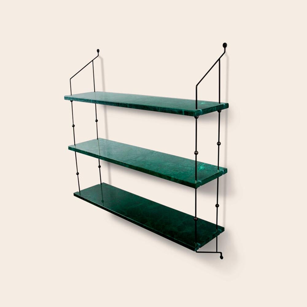 Green Indio marble and black steel morse shelf by OxDenmarq
Dimensions: D 21 x W 80 x H 87 cm
Materials: Steel, Green Indio Marble
Also available: Different marble and frame options available.

Ox Denmarq is a Danish design brand aspiring to