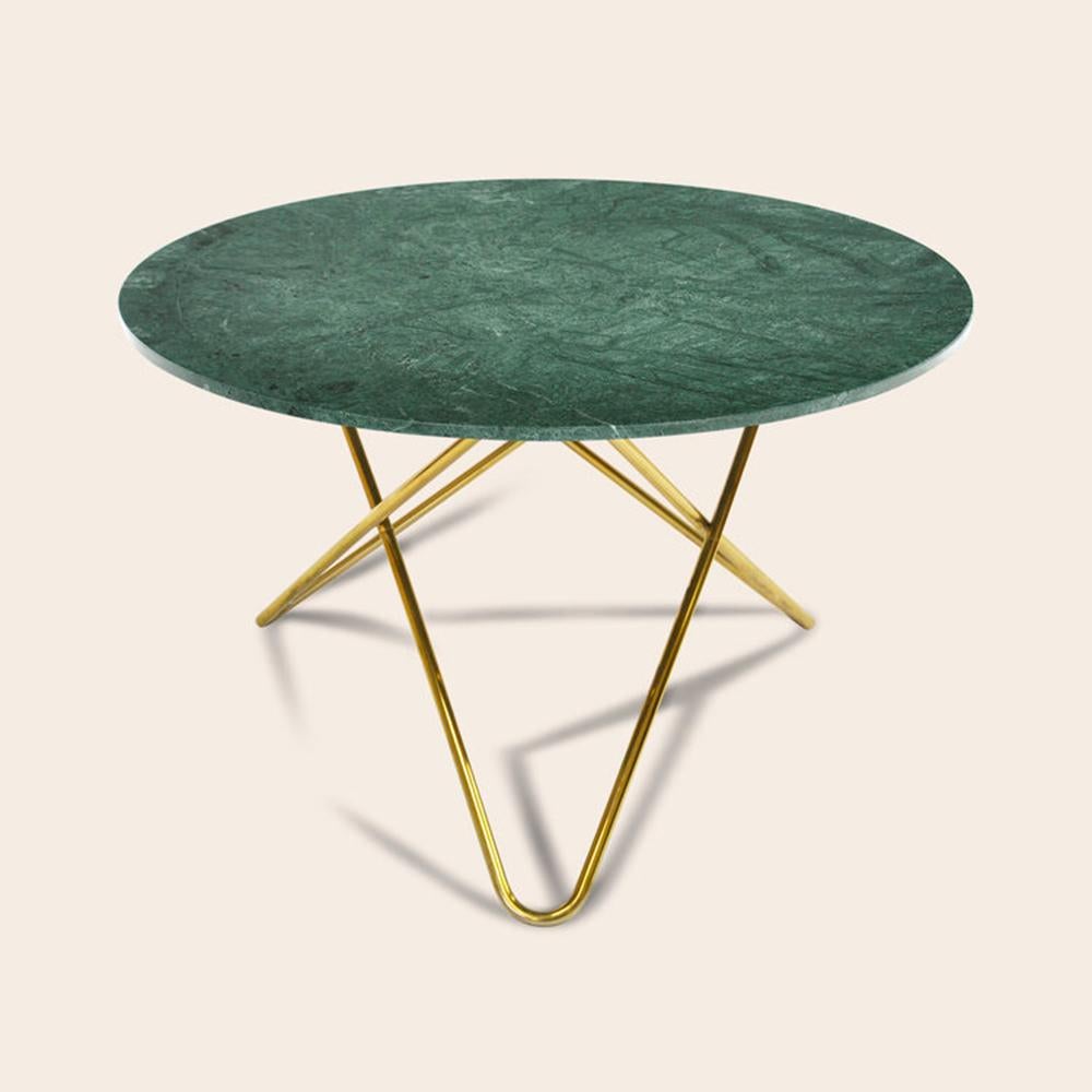 Green Indio Marble and Brass Big O Table by OxDenmarq
Dimensions: D 120 x H 72 cm
Materials: Brass, Green Indio Marble
Also Available: Different marble and frame options available,

OX DENMARQ is a Danish design brand aspiring to make beautiful