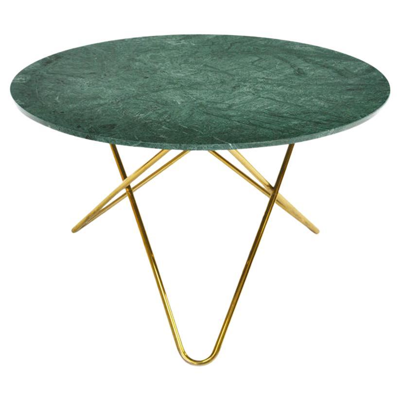 Green Indio Marble and Brass Big O Table by OxDenmarq For Sale