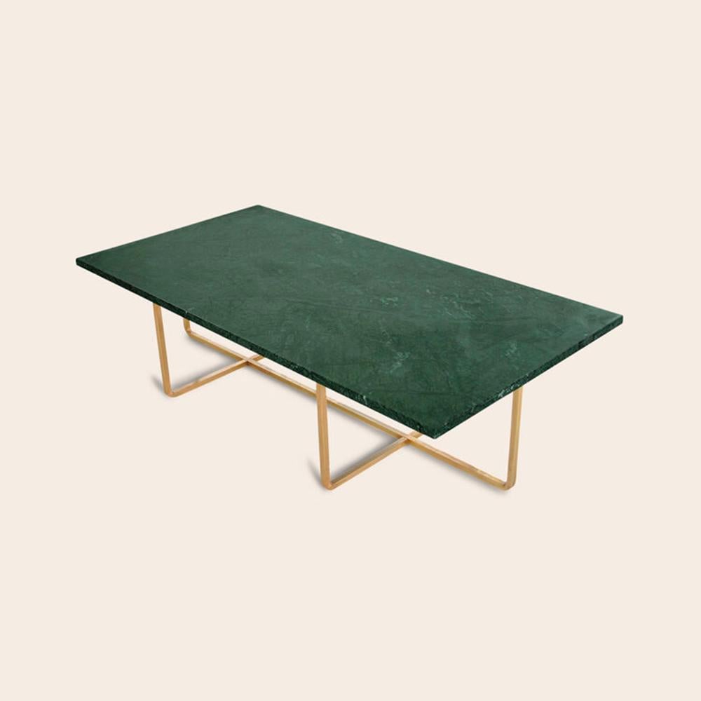 Green Indio marble and brass large ninety table by OxDenmarq
Dimensions: D 120 x W 60 x H 40 cm
Materials: Brass, green indio marble
Also Available: Different size, top and frame options available.

OX DENMARQ is a Danish design brand aspiring