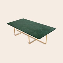 Green Indio Marble and Brass Large Ninety Table by OxDenmarq