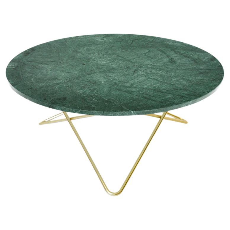 Grande table OxDenmarq en marbre vert indio et laiton en vente