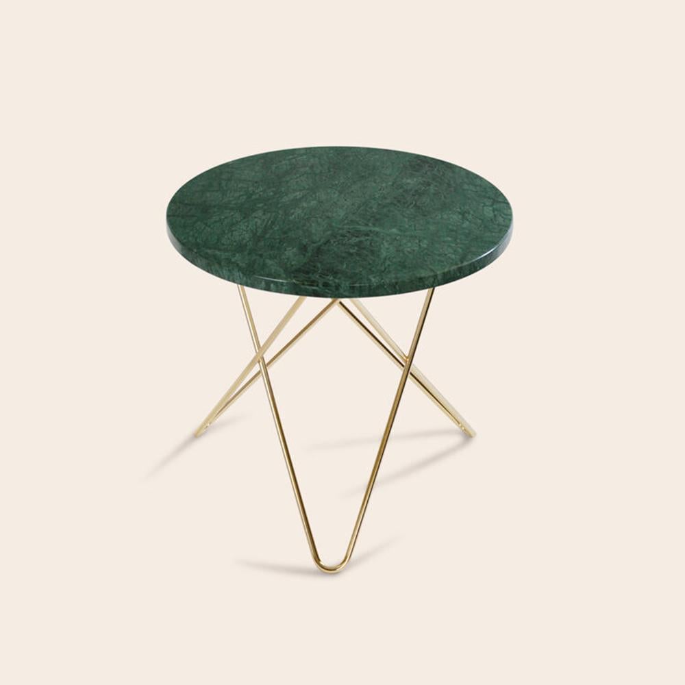 Green Indio Marble and Brass Mini O Table by OxDenmarq
Dimensions: D 40 x H 37 cm
Materials: Brass, Green Indio Marble
Also Available: Different top and frame options available,

OX DENMARQ is a Danish design brand aspiring to make beautiful