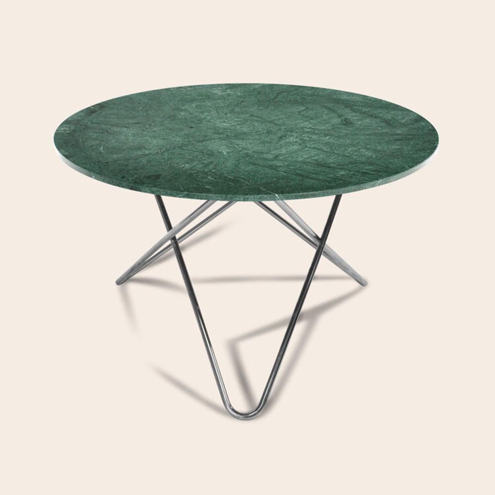 Green Indio Marble and Stainless Steel Big O Table by OxDenmarq
Dimensions: D 120 x H 72 cm
Materials: Steel, Green Indio Marble
Also Available: Different marble and frame options available,

OX DENMARQ is a Danish design brand aspiring to make