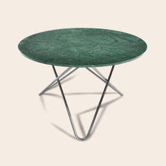 Green Indio Marble and Stainless Steel Big O Table by OxDenmarq