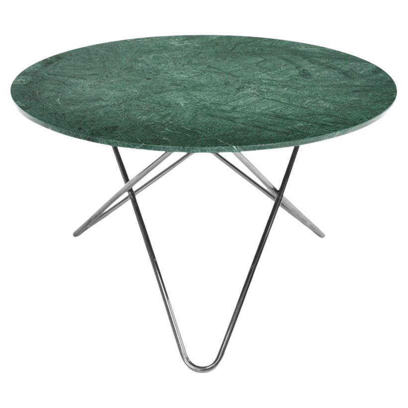 Grande table O en marbre indio vert et acier inoxydable d'OxDenmarq