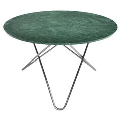 Green Indio Marble and Stainless Steel Big O Table by OxDenmarq