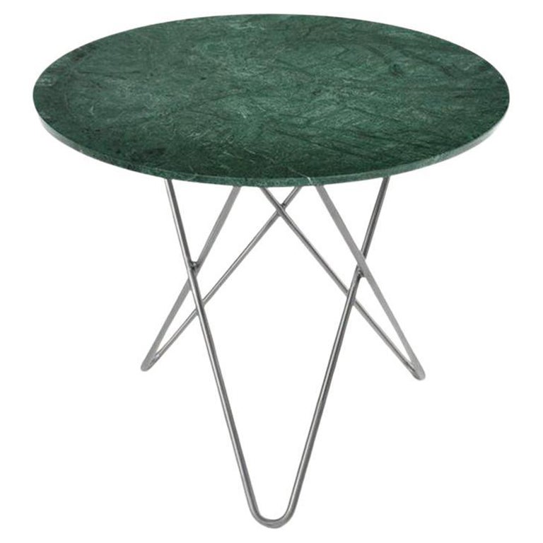 Mesa de comedor O grande de mármol y acero inoxidable Green Indio by OxDenmarq