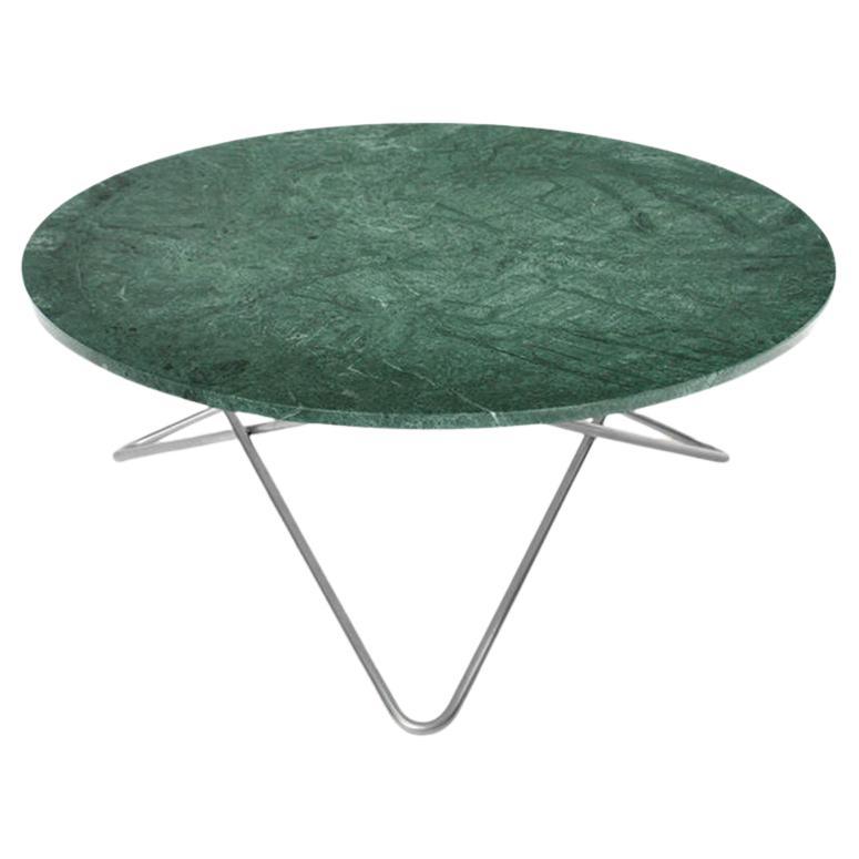 Green Indio Marble and Steel Large O Table by Ox Denmarq For Sale